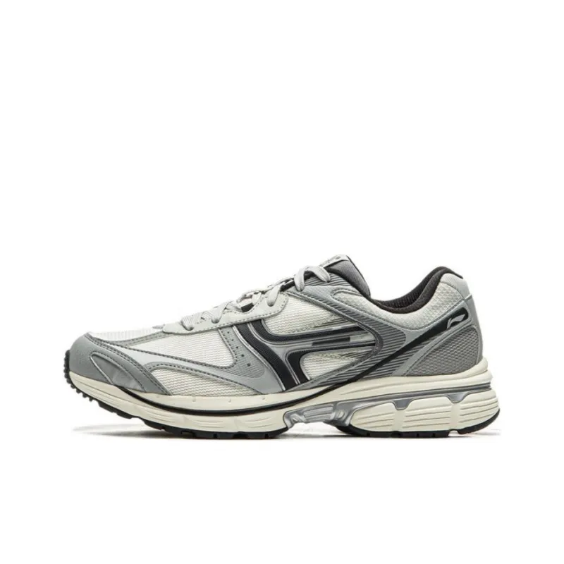 LiNing Pentium P1000 Cushioning Anti Slip And Wear Resistant Low Top Running Shoes Men's Gray White-0