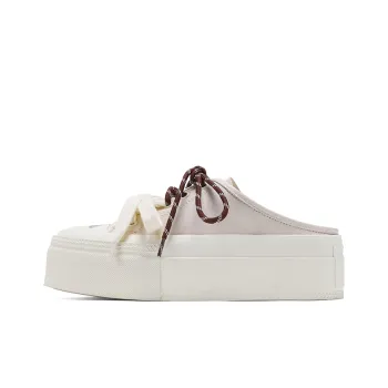 GG CC Slip on Casual Shoes Abrasion Resistant Slip Resistant Low Top Platform Open Heel Skateboard Shoes Women's Ecru