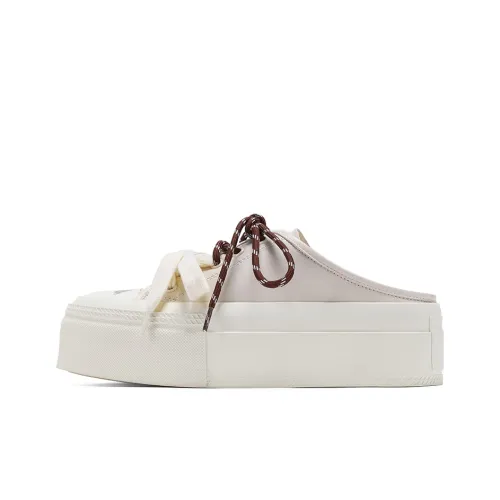 GG CC Slip on Casual Shoes Abrasion Resistant Slip Resistant Low Top Platform Open Heel Skateboard Shoes Women's Ecru