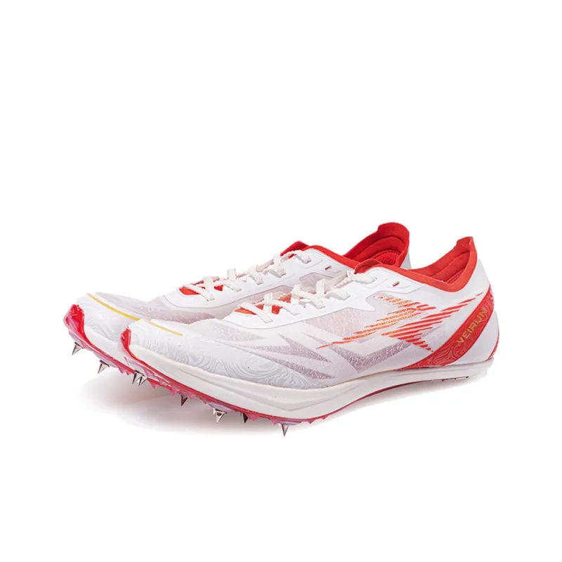 VICTORY LIGHT Cushioning Anti-Slip And Wear-Resistant Low-Top Carbon Plate Sprint Running Shoes Unisex White Red-2