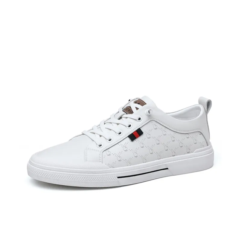 Playboy Lightweight And Breathable Skateboard Shoes Men's White-0