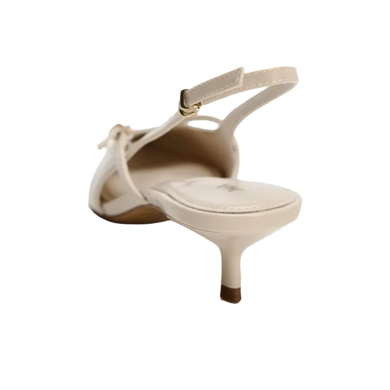 ZARA Slim Heel High Heels 4cm Women's Light Beige Yellow-5