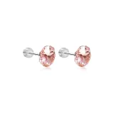Huazi Stud Earrings 8mm-Light Rose Red[1 Pair]