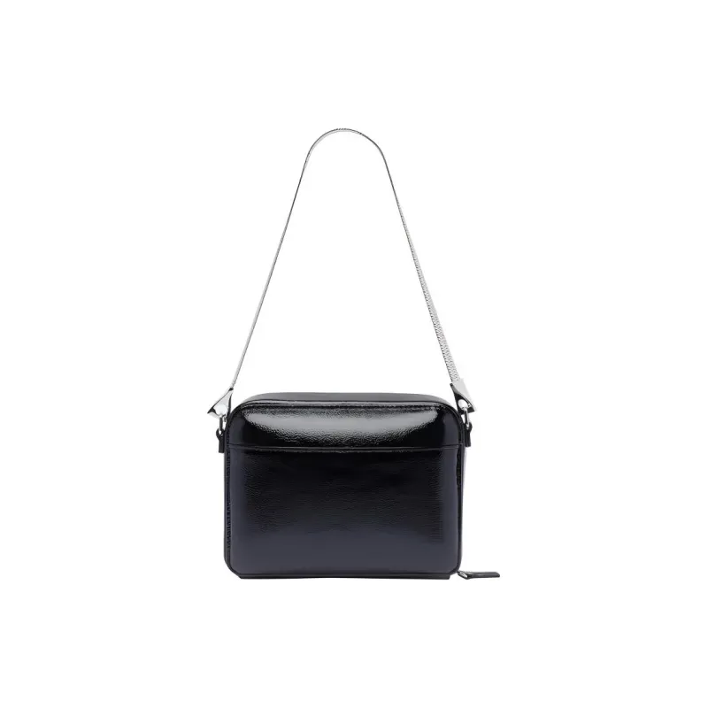 COURREGES Leather Shoulder Bag, Crossbody Bag, Handbag Women's Black-3