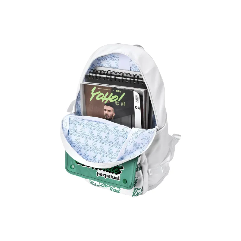 QRST Polyester Backpack Unisex White Green-2