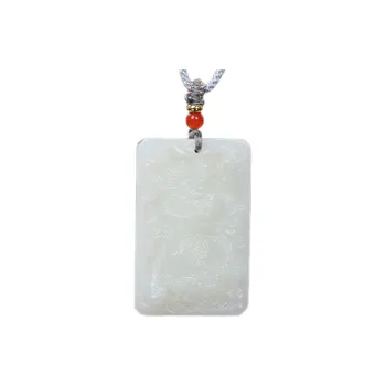 Liu Jinfu Hetian Jade Necklaces Pale Greenish White Jade Men's
