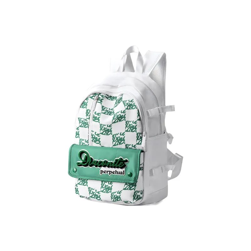 QRST Polyester Backpack Unisex White Green-1