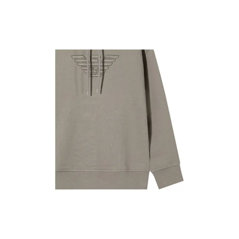 EMPORIO ARMANI Logo Embroidered Drawstring Hoodie-4