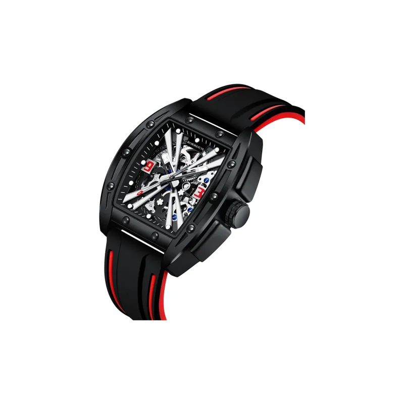 ROERDUM X Collection Automatic Mechanical Movement Silicone Strap Watch Men's Watches Black Dial-1