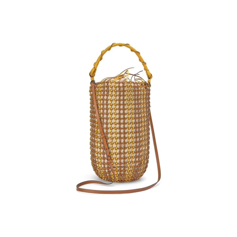 LOEWE Bucket Series Leather Handbag Women's Tan/Yellow-0