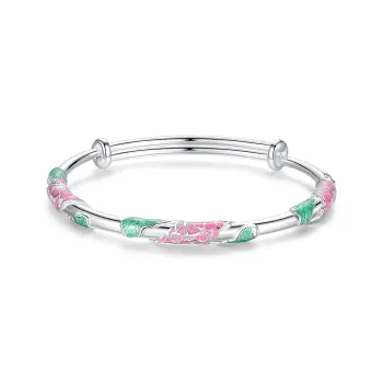 Nine Music Foot Silver 990 Bangles Women's