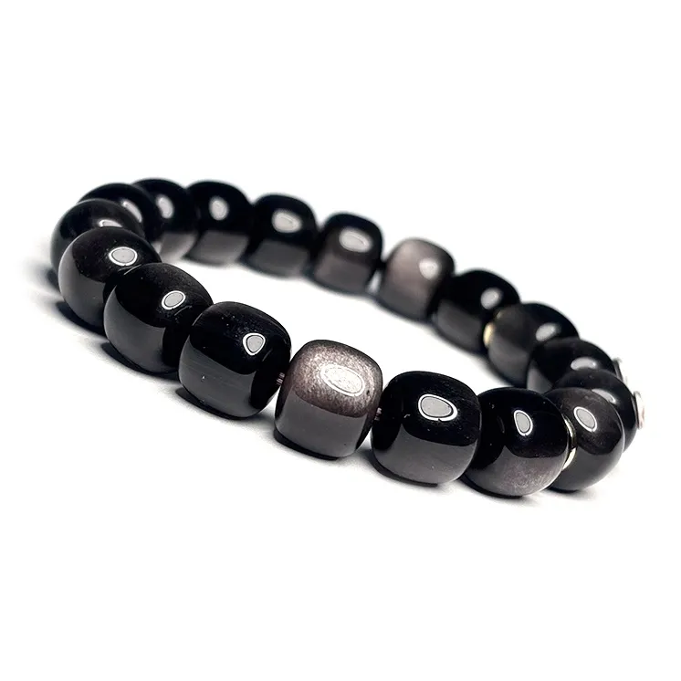 MOUNTAINS AND MANS Obsidian New Chinese Style Good Luck Beaded Bracelet Unisex-8