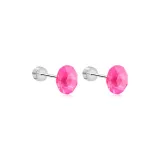 Huazi Stud Earrings 8mm-Barbie Pink[1 Pair]