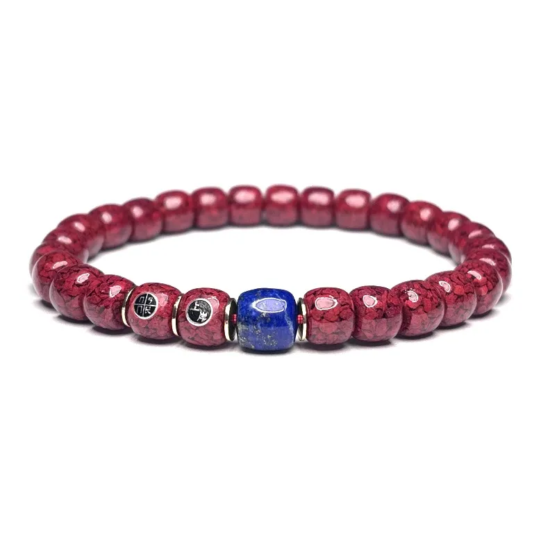 MOUNTAINS AND MANS Cinnabar New Chinese Style Prosperity And Good Luck Beaded Bracelet Unisex-4