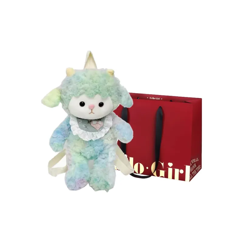 GOX Plush Backpack Women's Purple/Green/Pink/Black/White-6