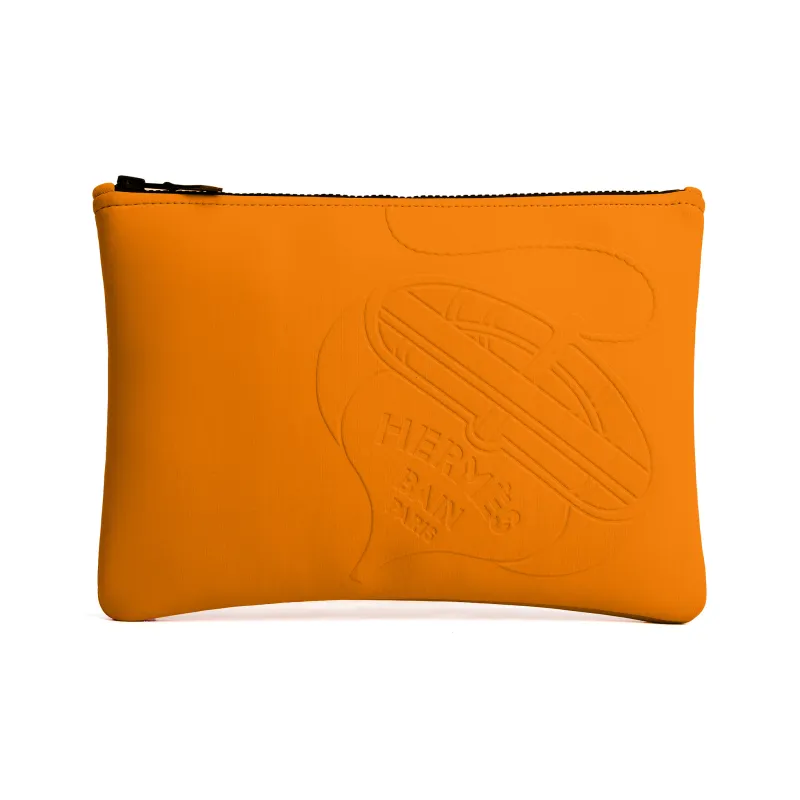 HERMES Polyamide Clutch Medium Size Women's Orange-1