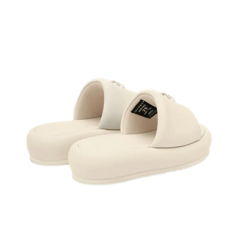 SMFK Compass Rubber Sole Slip-Resistant Slide Slippers Women's Milk White-1
