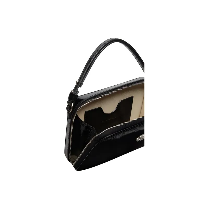 COURREGES Leather Shoulder Bag, Crossbody Bag, Handbag Women's Black-5