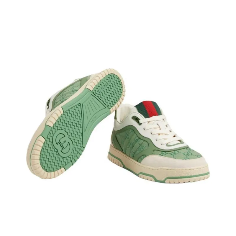 GUCCI Re Web Low Top Skateboard Shoes Men's Green-5