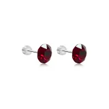 Huazi Stud Earrings 8mm-Dark Night Red[1 Pair]