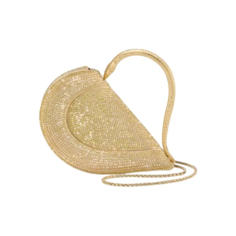 BVLGARI Crystal One Shoulder Handbags Women's Gold-1