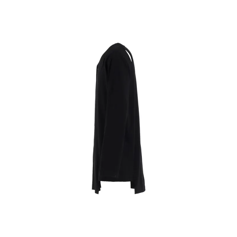Yohji Yamamoto Single Jersey Binder V Neck Long Sleeve T Shirt-2