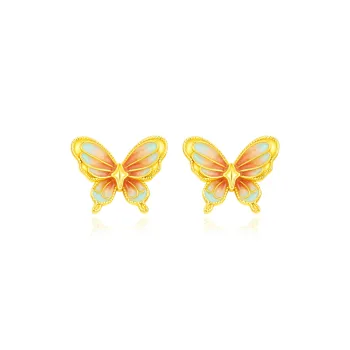 Central Fashion 925 Sterling Silver Stud Earrings Women's Gold