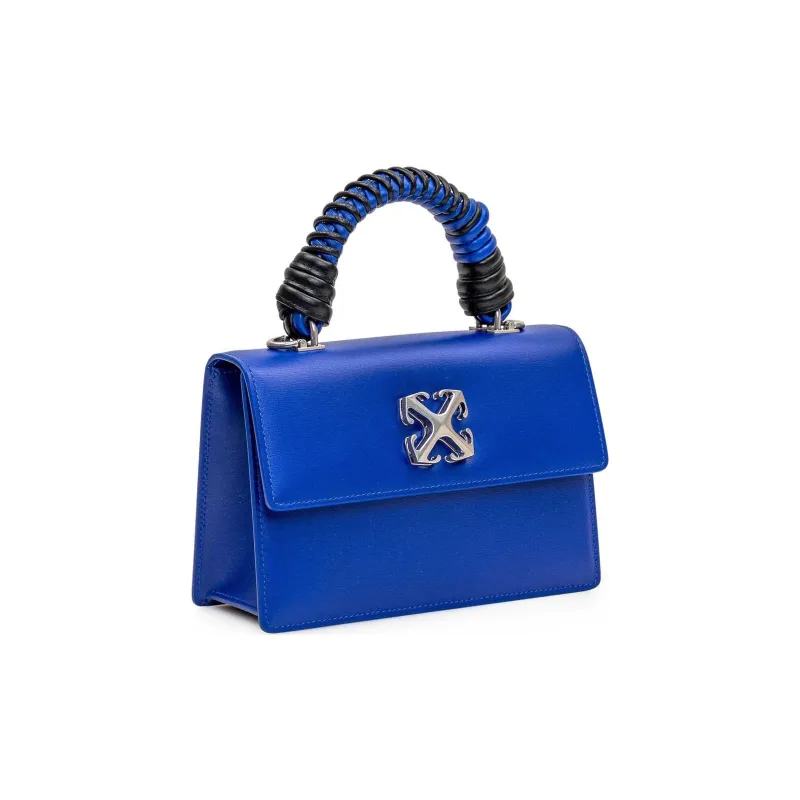 OFF WHITE Jitney 1.4 Leather Top Handle Blue-2