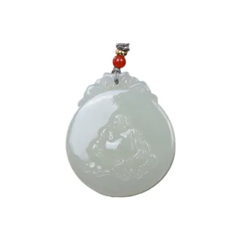 Liu Jinfu Hetian Jade Necklaces Pale Greenish White Jade Unisex