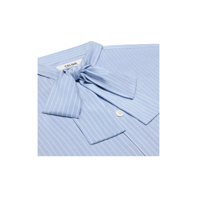 CELINE Romy Lavallière Shirt In Striped Silk-2