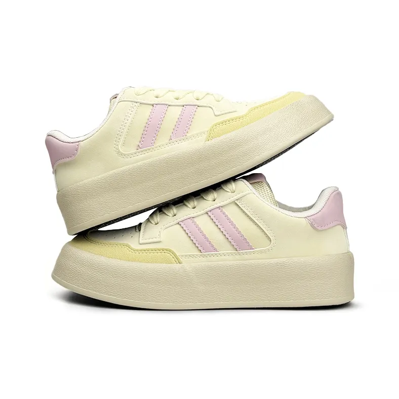 Mengsai Slip-Resistant Cushioning Abrasion-Resistant Low-Top Skateboard Shoes Women's Yellow Pink-7