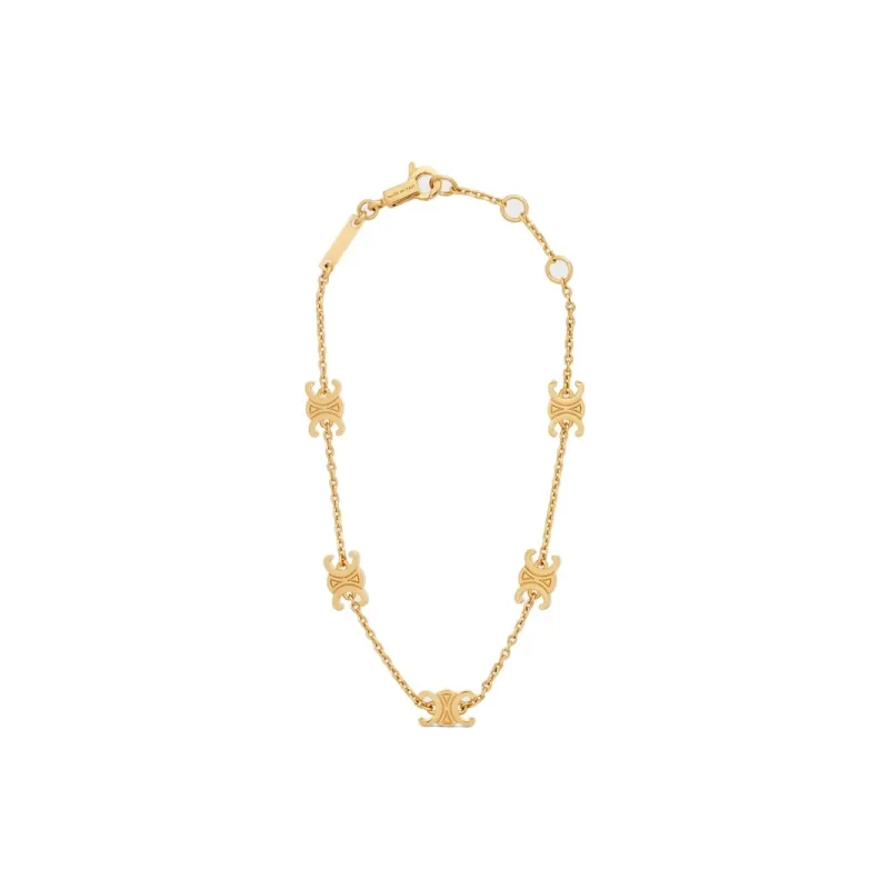 CELINE Triomphe Mini Triomphe Bracelet In Brass With Gold Finish-0