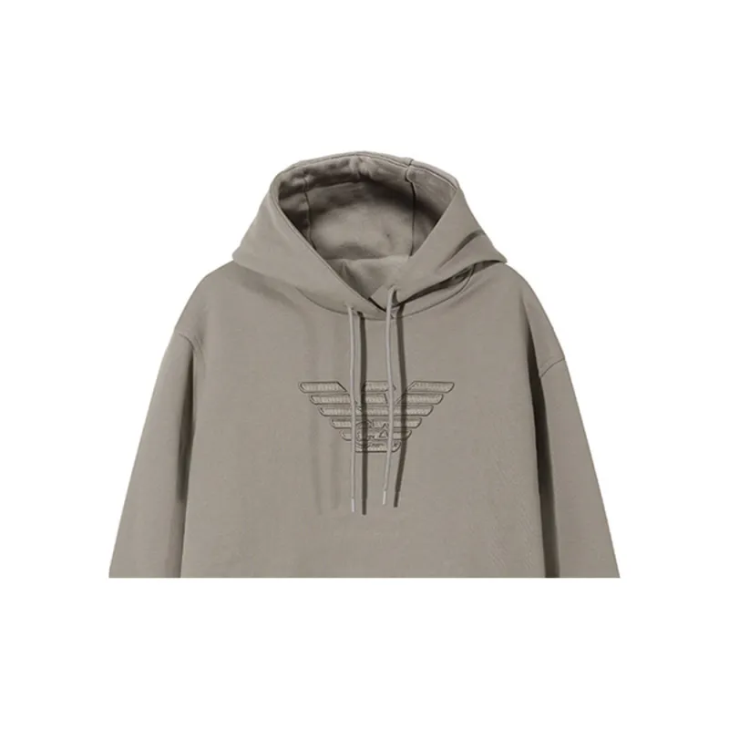 EMPORIO ARMANI Logo Embroidered Drawstring Hoodie-2