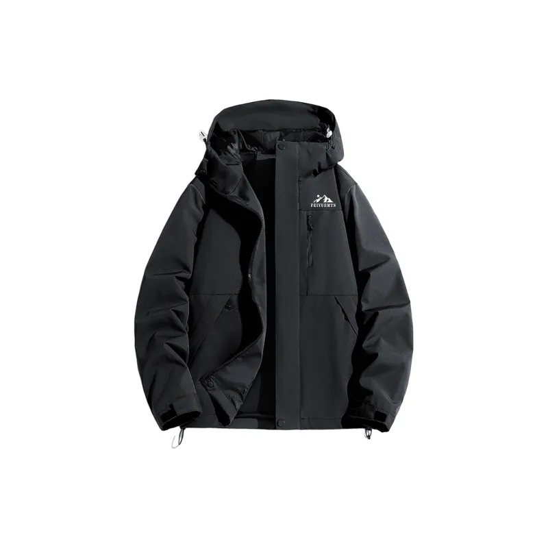 Feiyue Water-Resistant Windproof Warm Water-Repellent Windbreaker Jacket Unisex Black-0