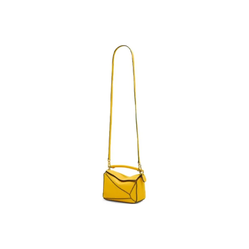 LOEWE Classic Calfskin Puzzle Bag Handbag Shoulder Bag Crossbody Bag Small Size Women's Yellow-4