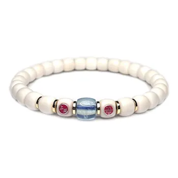 MOUNTAINS AND MANS White Jade Bodhi New Chinese Style Good Luck Delicate Beaded Bracelet Unisex