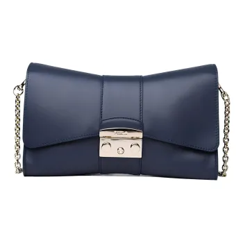 Furla Metropolis Collection Leather Shoulder Bag, Crossbody Bag Mini Women's Dark Blue