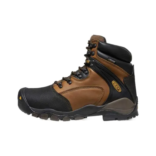 KEEN Wear-Resistant Slip-Resistant Crew Outdoor Boots Men's Black Brown