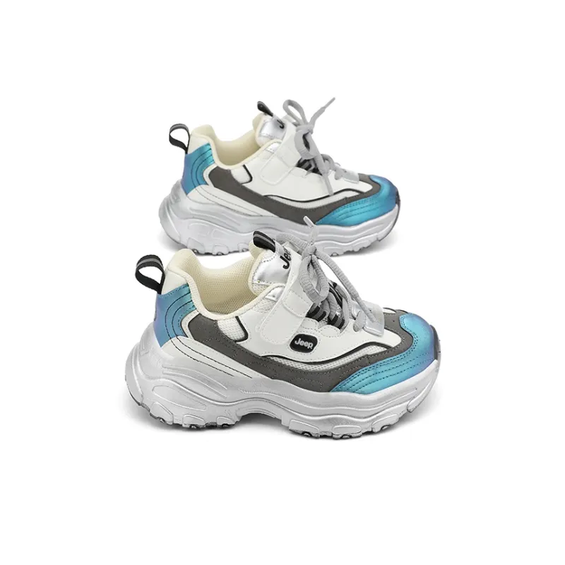 Jeep Abrasion Resistant Cushioning Kids Lifestyle Shoes Silver White/Shimmery Blue Kids'-5