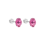 Huazi Stud Earrings 8mm-Rose Red[1 Pair]