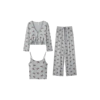 Lanza Pajama Set Women's Gray Butterfly