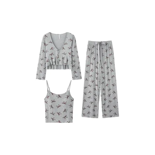 Lanza Pajama Set Women's Gray Butterfly