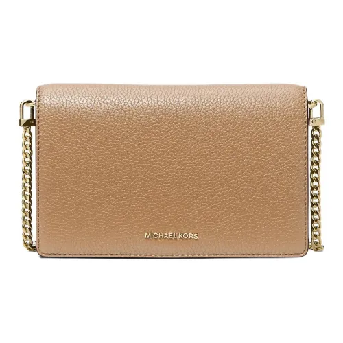 MICHAEL KORS Jet Set Leather Shoulder Bag Medium Size Women's Light Brown