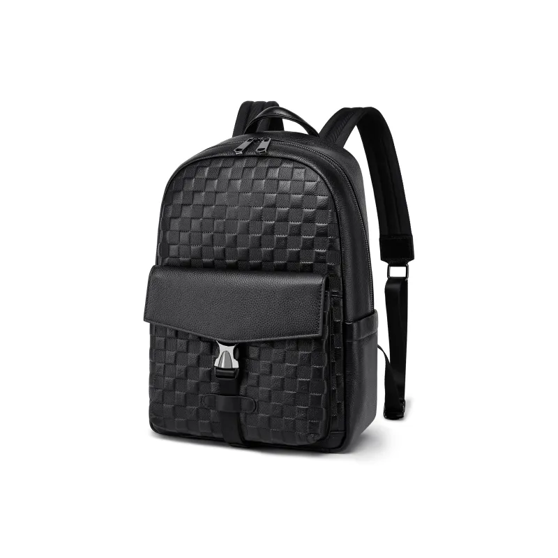 FAIRWHALE Cow Leather Backpacks Backpack Laptop Bags Regular Men's Black-1