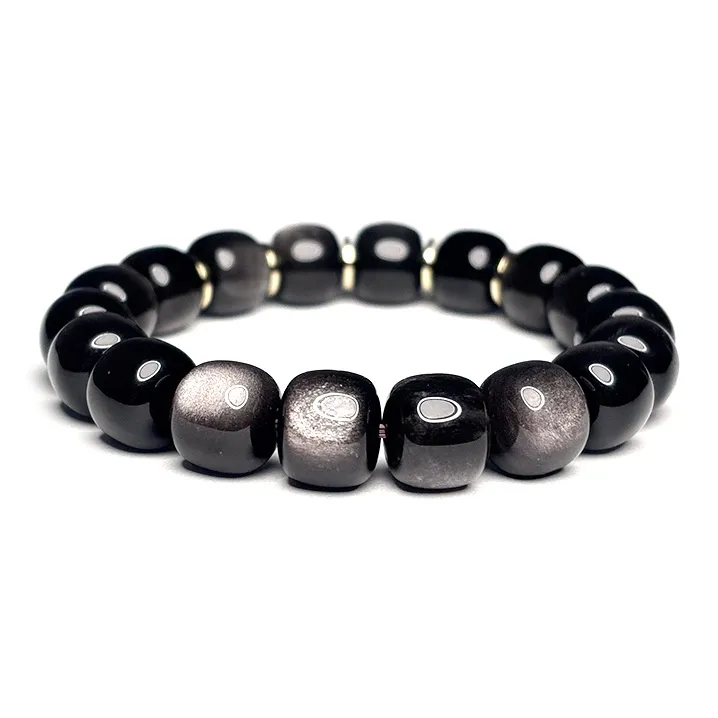 MOUNTAINS AND MANS Obsidian New Chinese Style Good Luck Beaded Bracelet Unisex-11