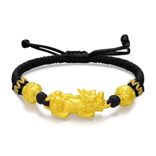 YASHENGZHUBAO Pi Xiu Swallowing Gold Auspicious Coin Beads 999 Solid Gold Priced In Gram Gold Bracelet Men's