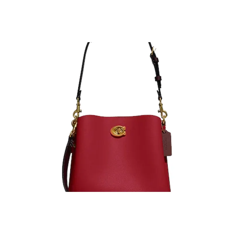 COACH Willow Grain Leather Bucket Bag, Handbag, Shoulder Bag, Crossbody Bag Medium Size Women's Red-5