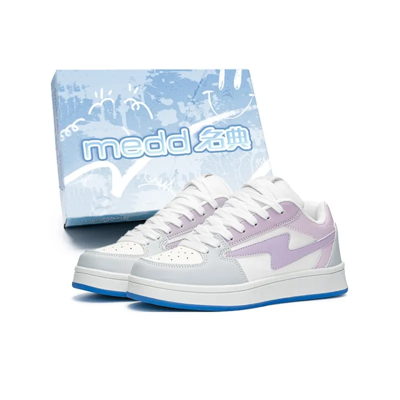 Medd Non-slip Lightweight Low-Top Skateboard Shoes Unisex White And Blue Mandarin Ducks-17