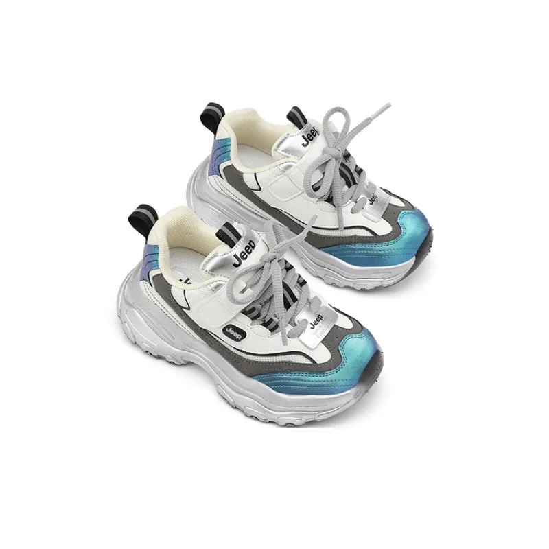 Jeep Abrasion Resistant Cushioning Kids Lifestyle Shoes Silver White/Shimmery Blue Kids'-3