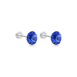 Huazi Stud Earrings 8mm-Blue[1 Pair]